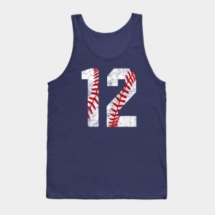 Vintage #12 Baseball Laces Baseball Mom Jersey Love Baseball T-shirt Tank Top